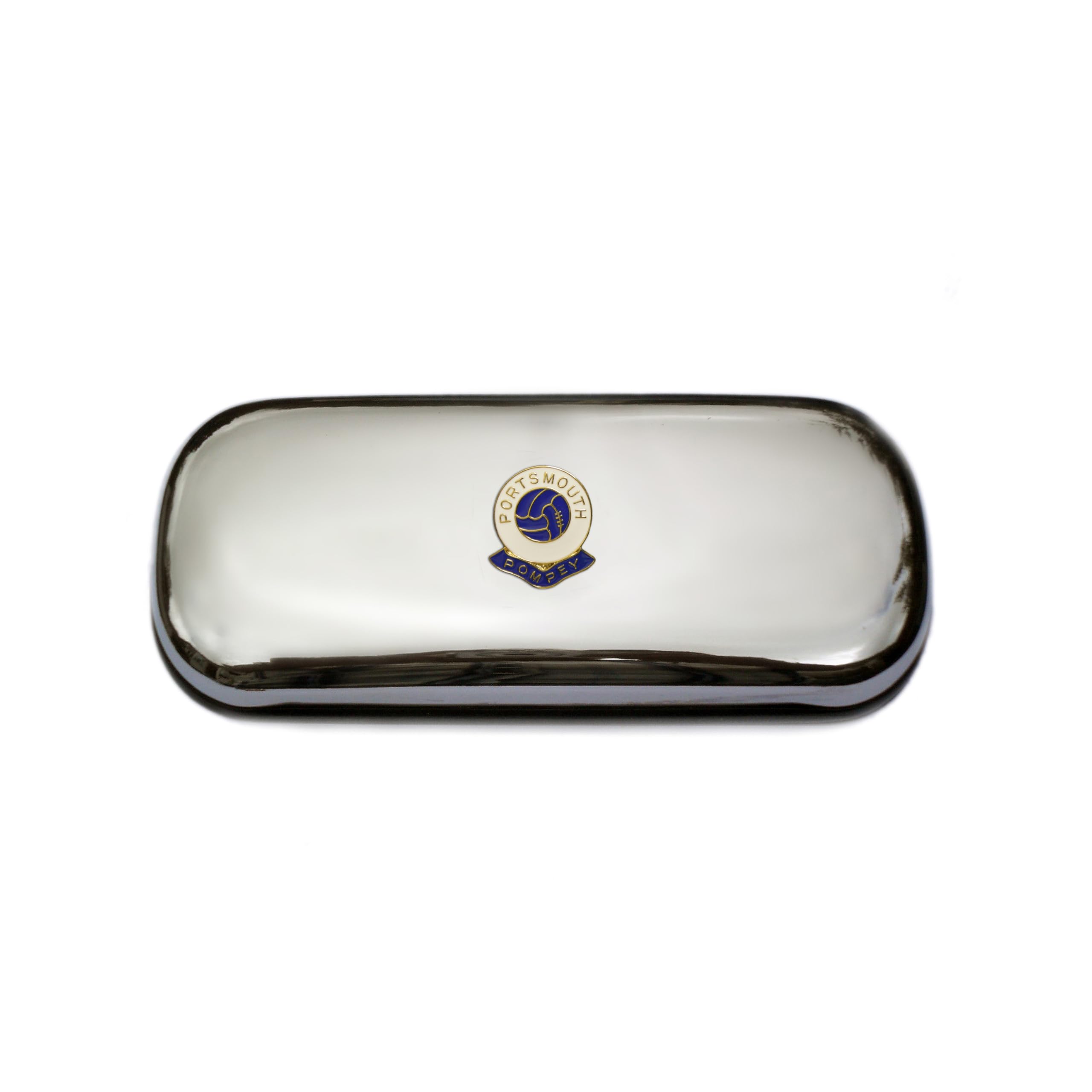 Polished chrome football club glasses case – Portsmouth