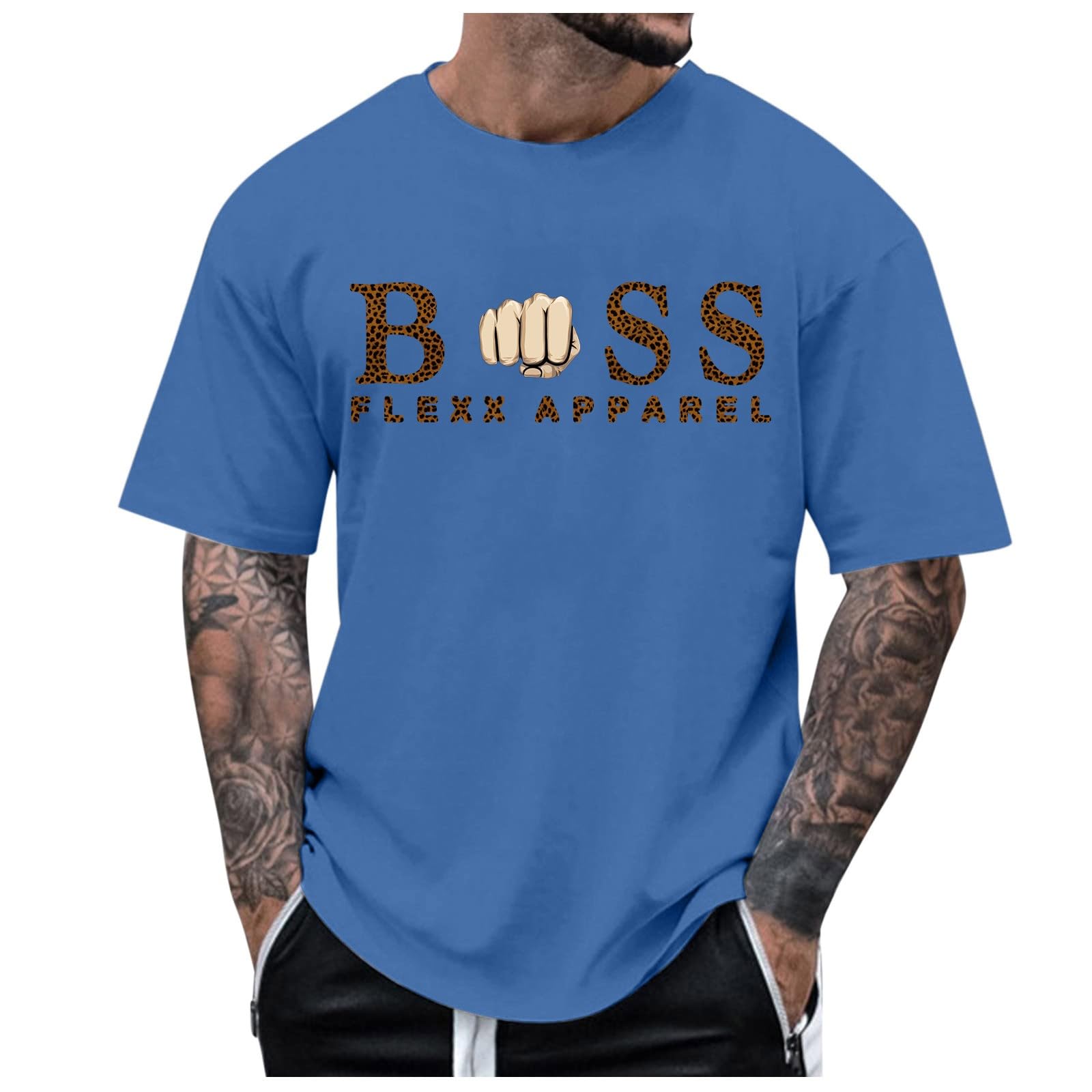 Men's Basic Short Sleeve Summer T-Shirts Loose Fit Workout Pullover Crewneck Shirt Breathable Sport Shirts Cool Running Tops Short Sleeve Gym Tops Athletic for Men Tee (Blue,6XL) — image 1