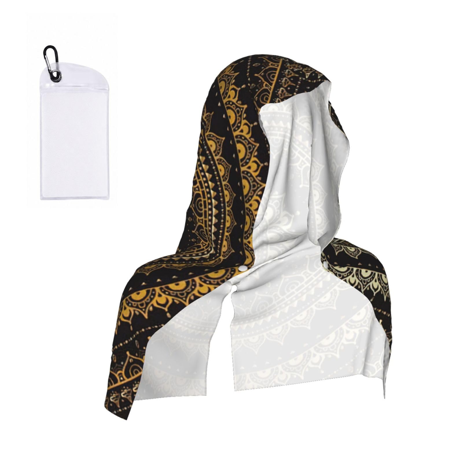 DUWAA Mandala Print Reusable Hoodie Cooling Neck Wrap, Hot Weather Outdoor Sports Workout Head Towel For Stay Chill