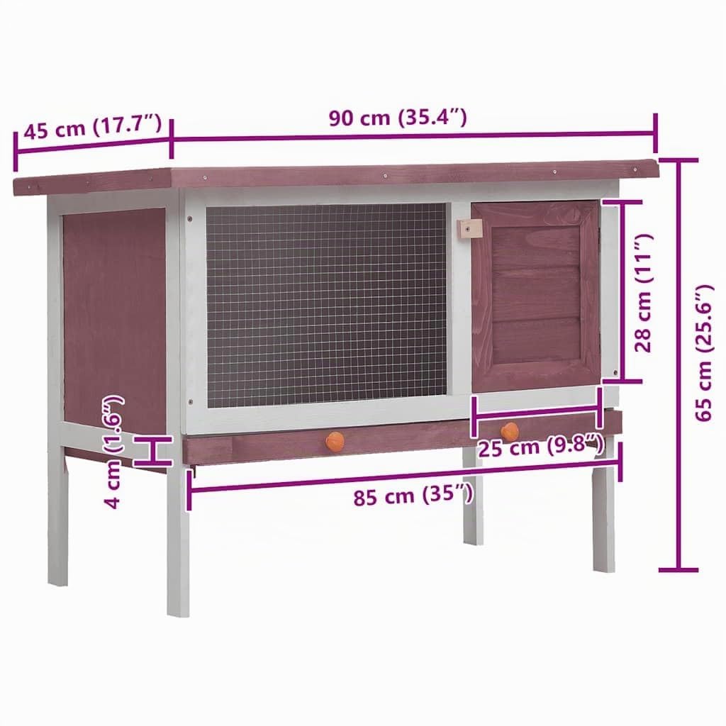 vidaXL Holz Kaninchenstall 1 Ebene Braun Kleintierhaus Hasenstall Kaninchen