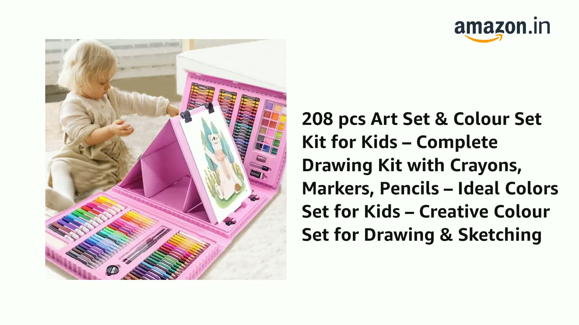 208 pcs Art Set & Colour Set Kit for Kids – Complete Drawing Kit