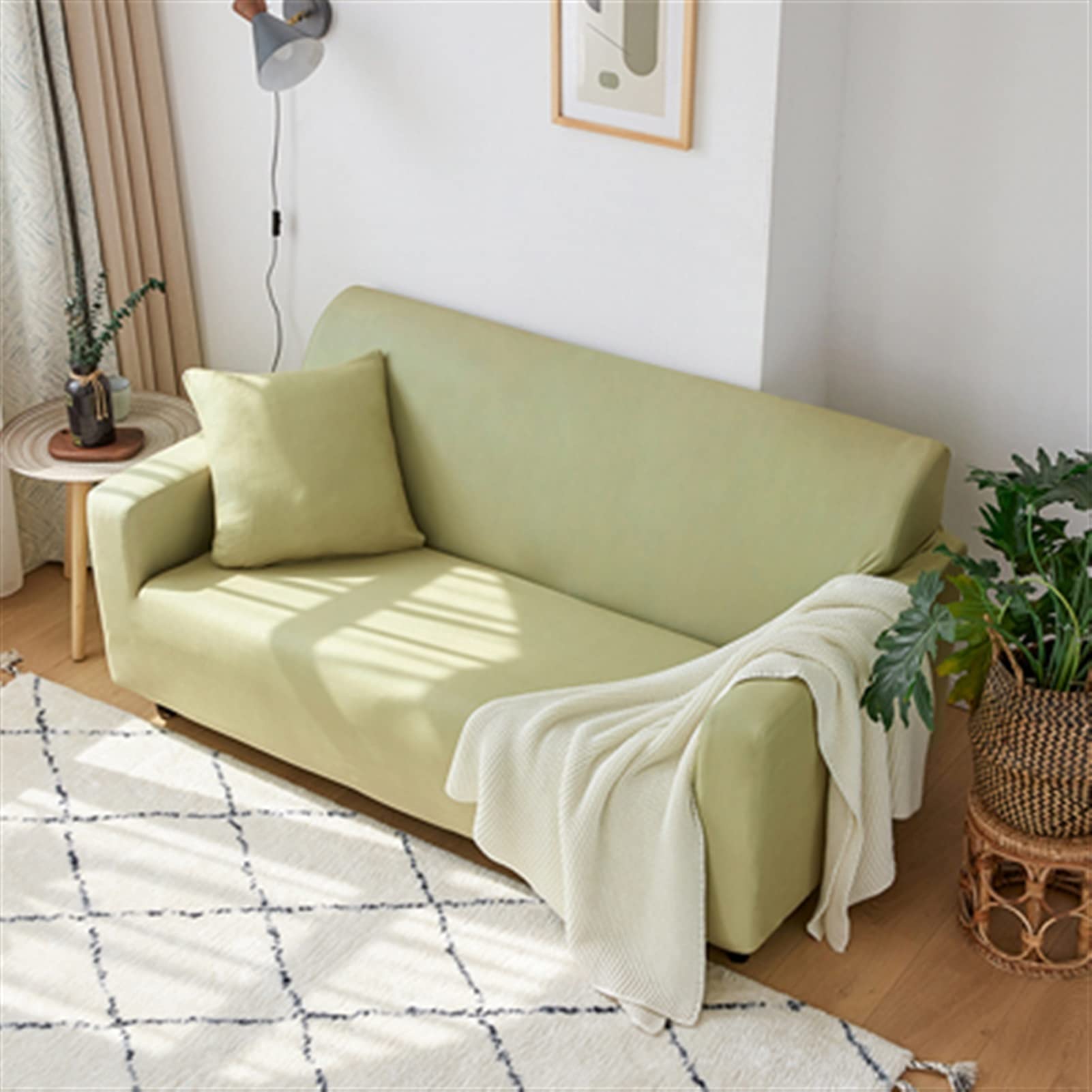 Housse de canapé stretch 3 places blanche élastique en spandex pour salon