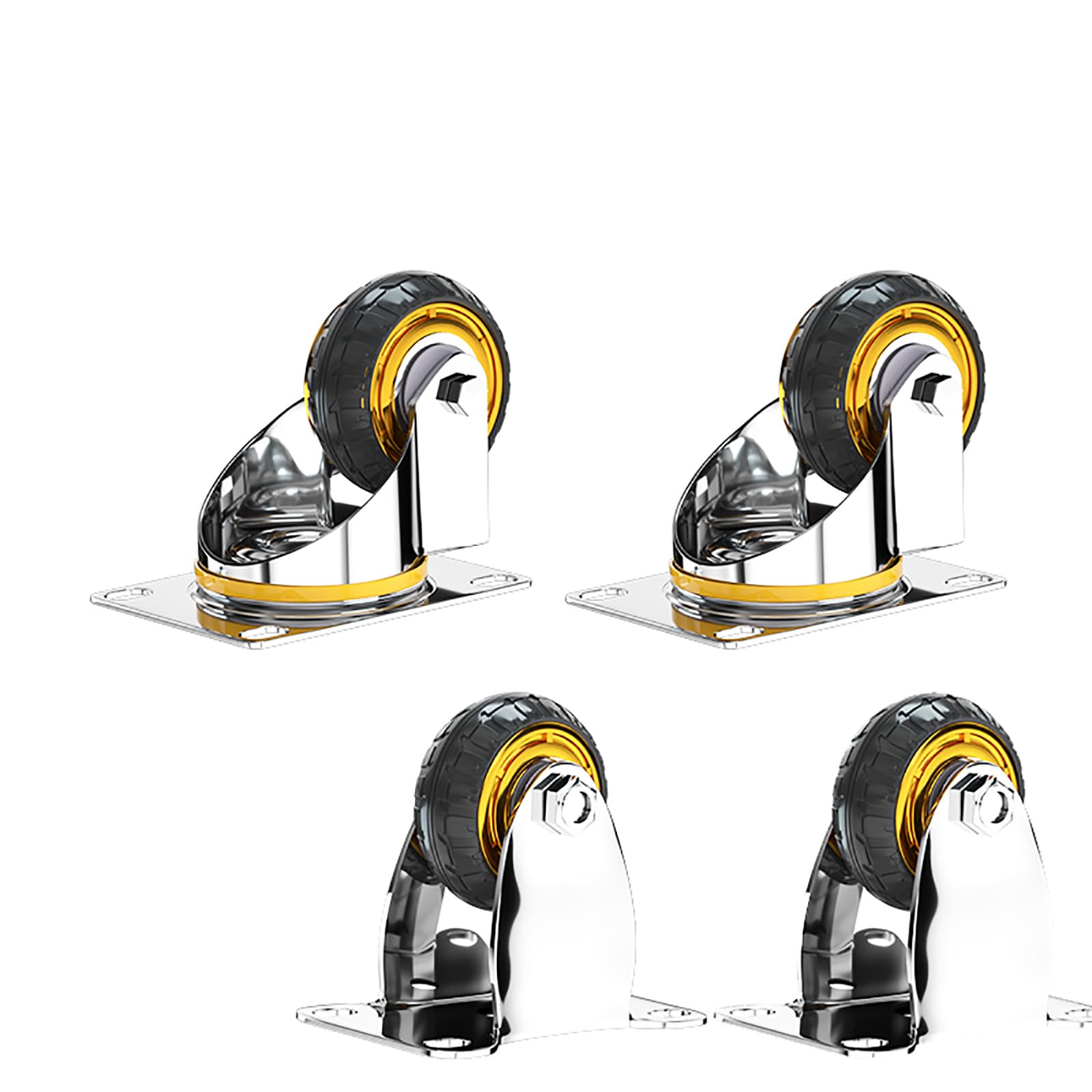 GYEQXKT 3" Heavy Duty Rubber Swivel Casters - 4 Pack 75mm Industrial Trolley Wheels 2 Fixed & 2 Universal Perfect for Furniture & Equipment Mobility