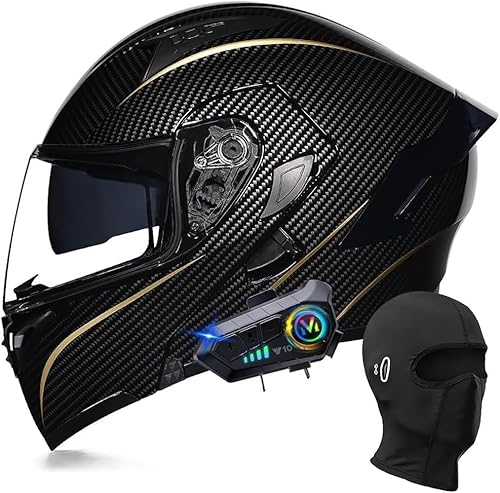 Casque de moto modulaire Bluetooth, intégral, rabattable, double visière, avec double haut-parleur et microphone, homologué DOT/ECE, pour adultes, hommes et femmes, tailles M à XXL D,M=57-58cm