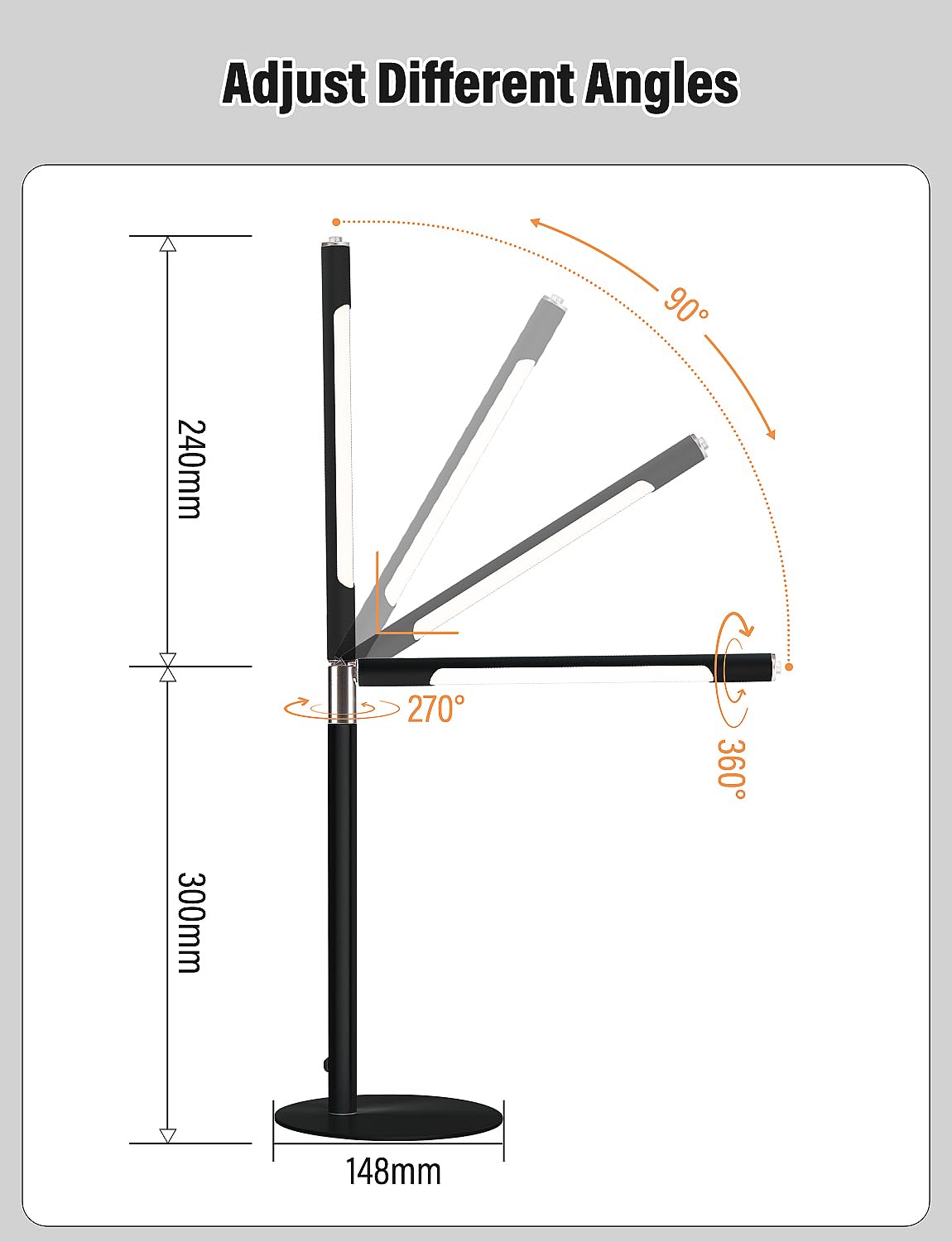 Lampada da scrivania a LED, lampada da scrivania per casa e ufficio, 3 modalità, luminosità infinitamente regolabile, in metallo, regolazione multi-angolo, lampada da scrivania rimovibile