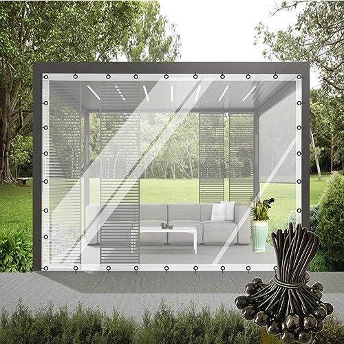 Lona Impermeable con Ojales, Lona de PVC Transparente, Hoja de Lona Plástico, for Patios, Plantas, Pérgola, Personalizable(5'x7'/1.5x2m)