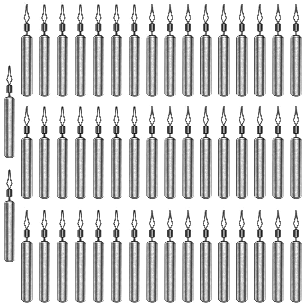 50 Pcs Drop Shot Weights, Small Cylinder Sea Fishing Weights Anti Rust Sinkers for Saltwater Freshwater River Carp Fishing, 5g