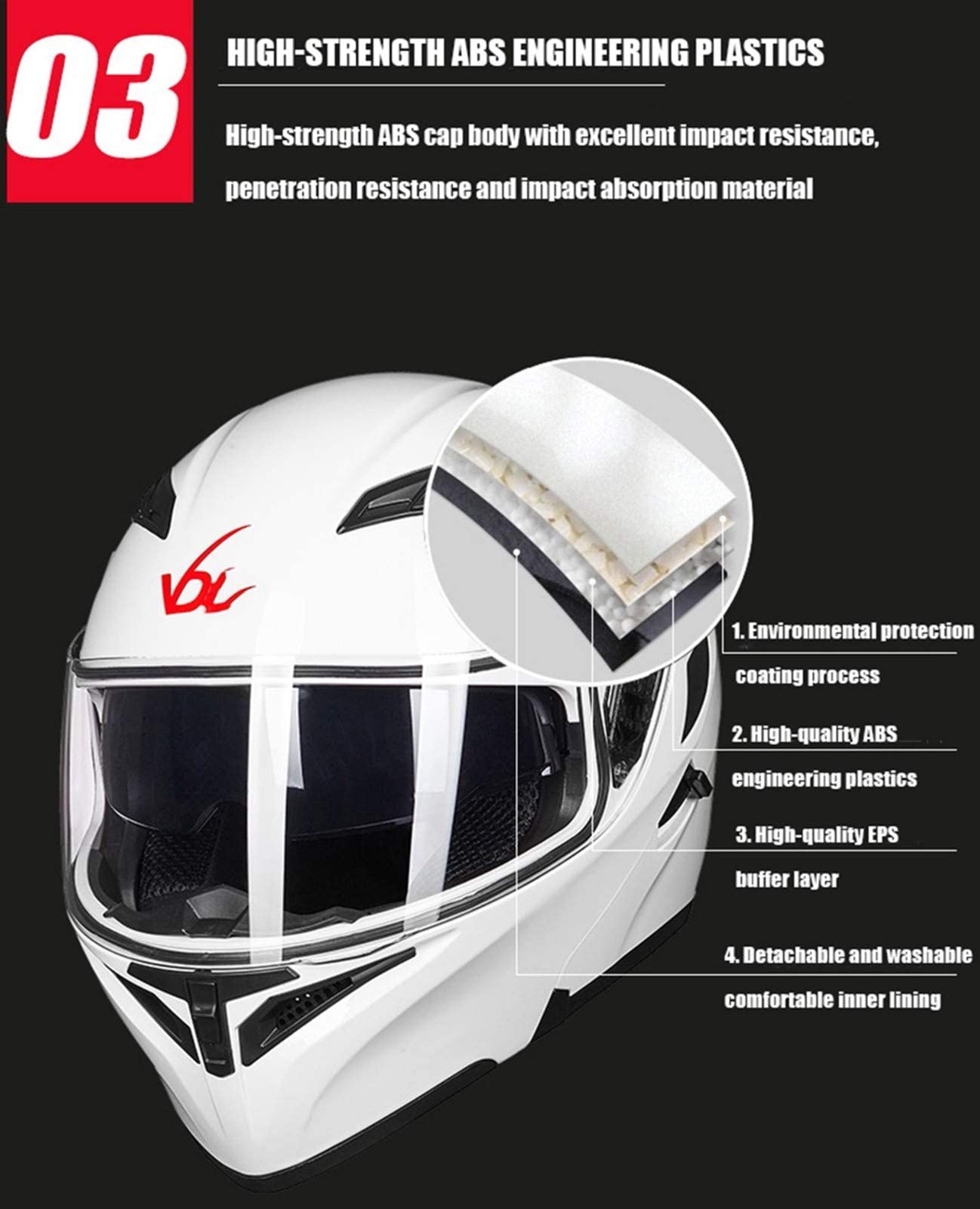 Modulaire motorfiets integraalhelm Opklapbaar dubbel vizier Anti-condens ECE-goedgekeurd voor volwassen mannen en vrouwen Crash Motocross Motorhelmen Comfortabele binnenvoering,34,M