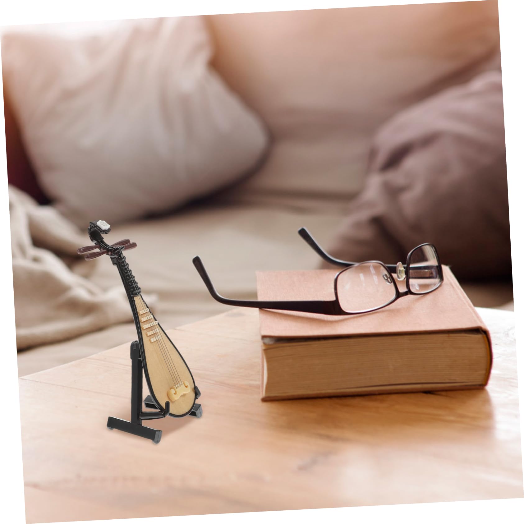 RORPOIR 1pc Pipa Model Gold Crowns for Craft Acrylic Rings for Women Mini Lute Pipa Miniature Lute Pipa Small Pipa Figurine Mini Musical Instruments Models Wood Men and Women Unique Props