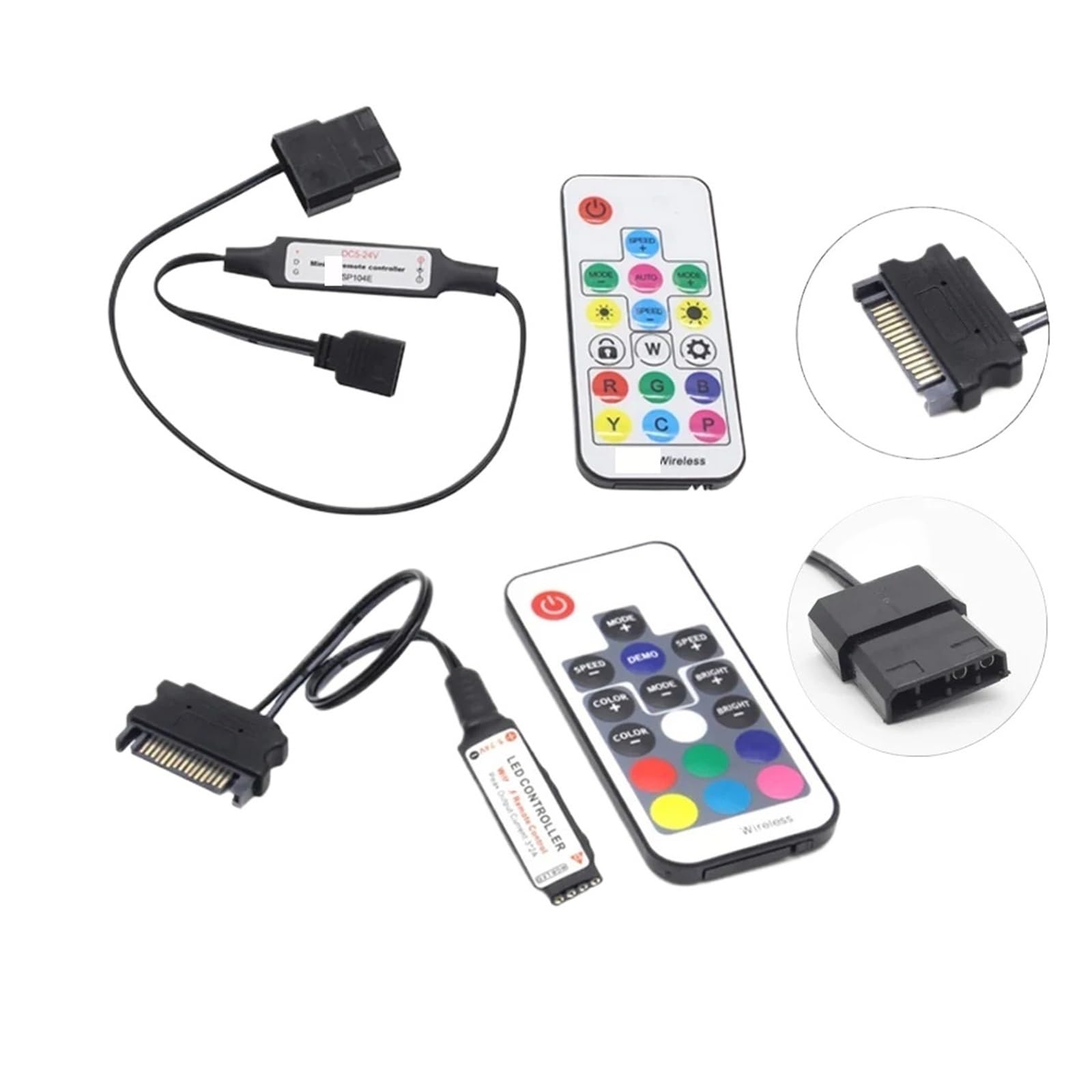 Controlador SATA Molex RGB 5V 3Pin compatible con tira de luz LED WS2812B