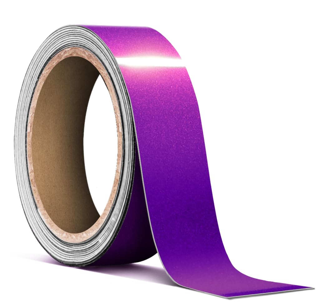 VViViD Ultra Gloss Metallic Purple Air-Release Adhesive Vinyl Pinstripe Tape Roll (1 Inch x 20ft)