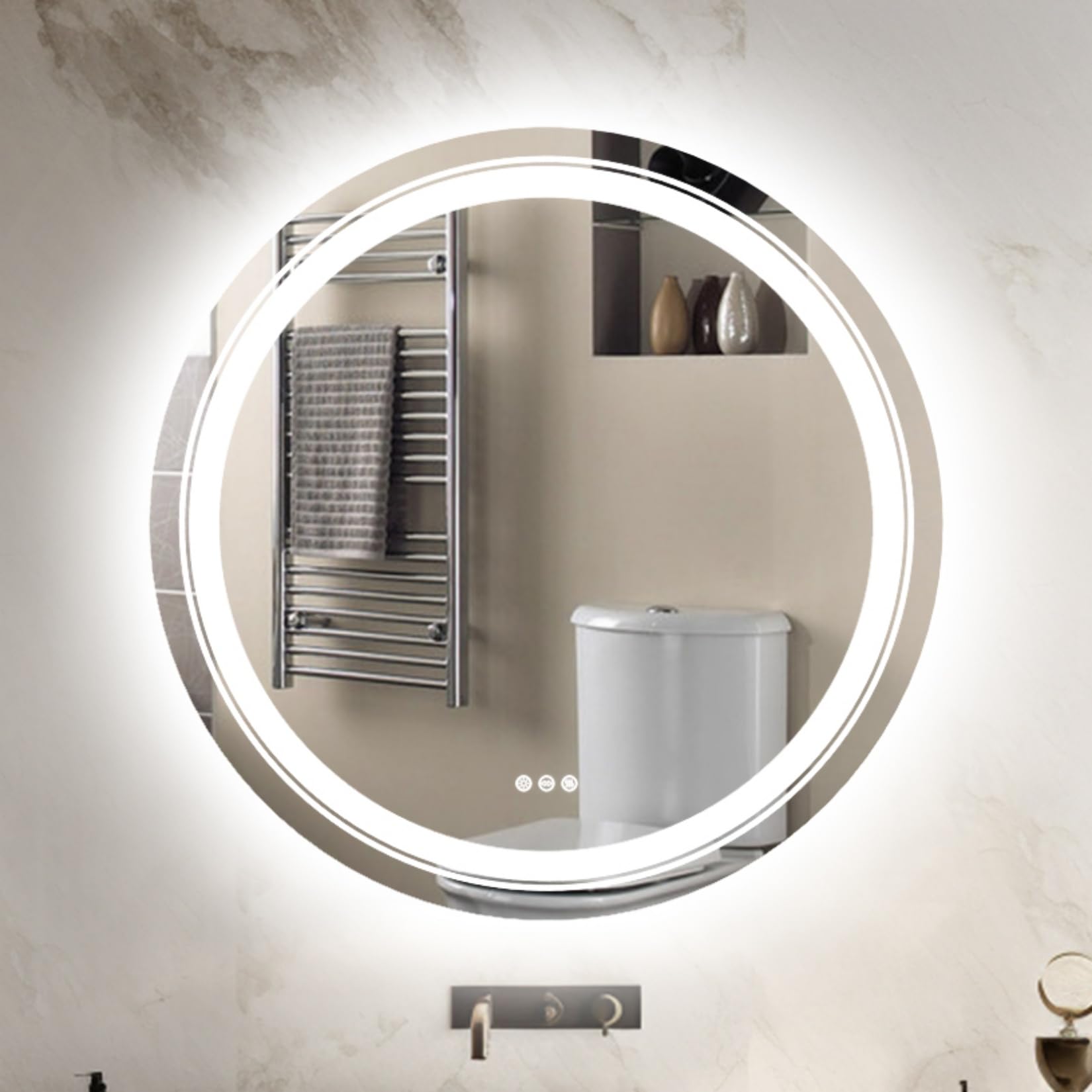 Advwin Smart Dimmable LED Mirror — Dusty Blue - Front View
