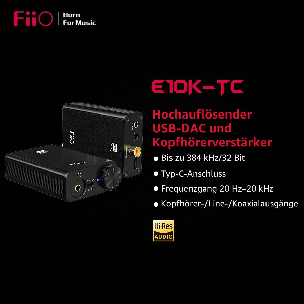 FiiO E10K Typ-C USB DAC Digital Analog Wandler und Kopfhörerverstärker