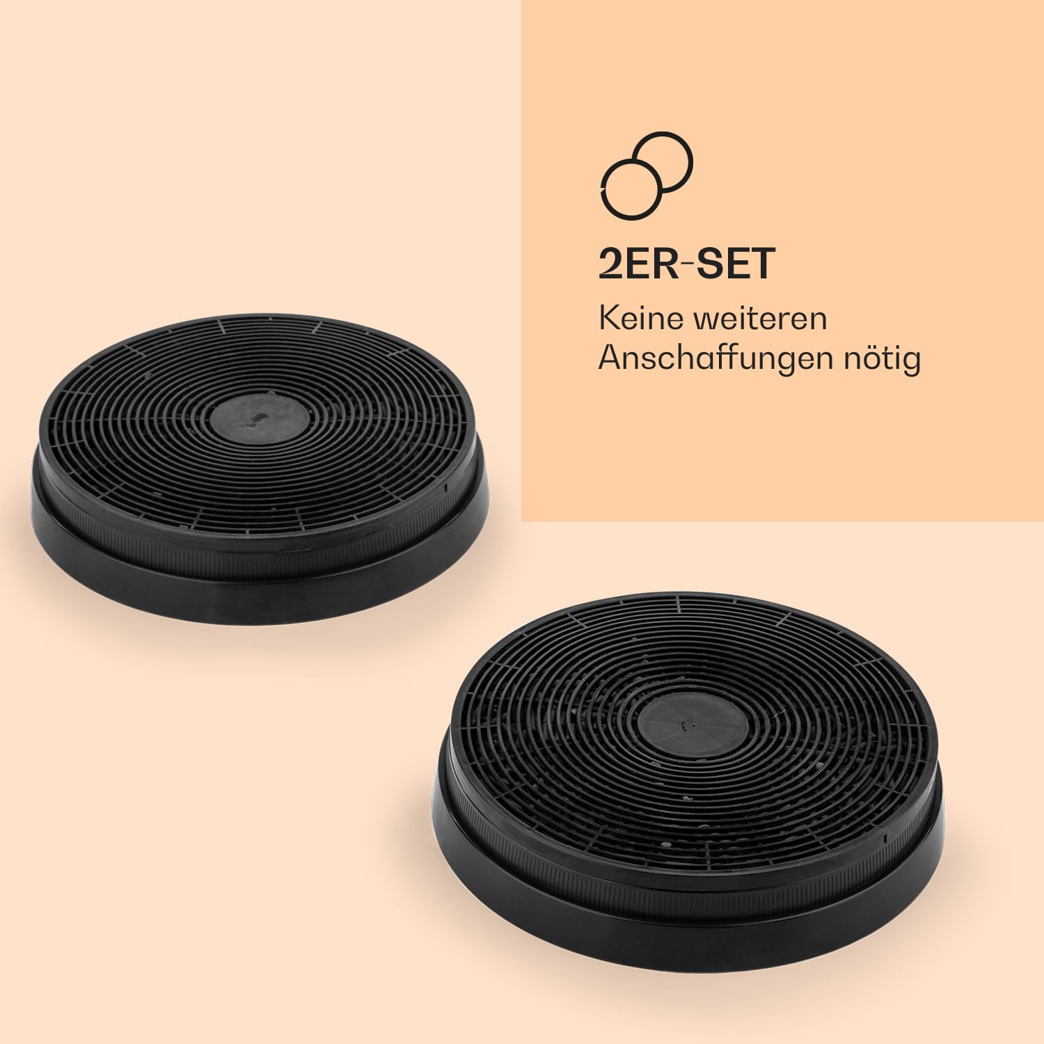 Klarstein Aktivkohlefilter für Dunstabzugshauben (Ersatzteil, 2 Filter, 17,5 cm Durchmesser) schwarz