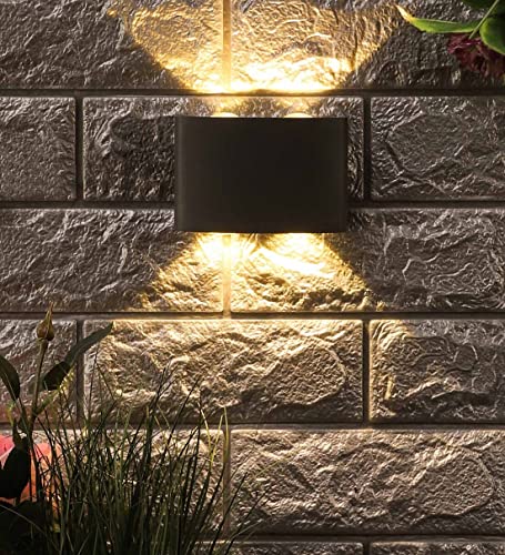 Image of SAH Led Metal Outdoor Wall Light, Black, Waterproof, Warm White for Entryway, Gardens, Pathways, Vanity, Pool Side, Outdoor Stairs and Walls (Modern, 2) (4 Way, Pack of 1)