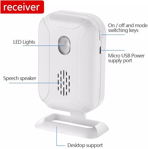 Miniatura 3 de HENDUN Timbre de puerta con sensor de movimiento, timbre de puerta para negocios, monitor de zumbador de bienvenida de tienda, alerta de entrada de