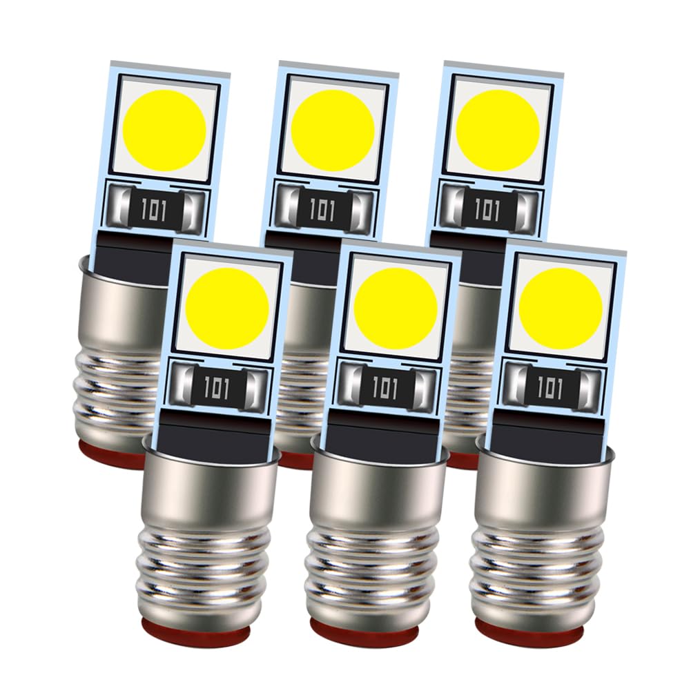 Ruiandsion E5 E5.5 Model Street Lamps 6500K White AC/DC 24V Small Bulb Upgrade for Model Train Dolls House Light Pack of 6