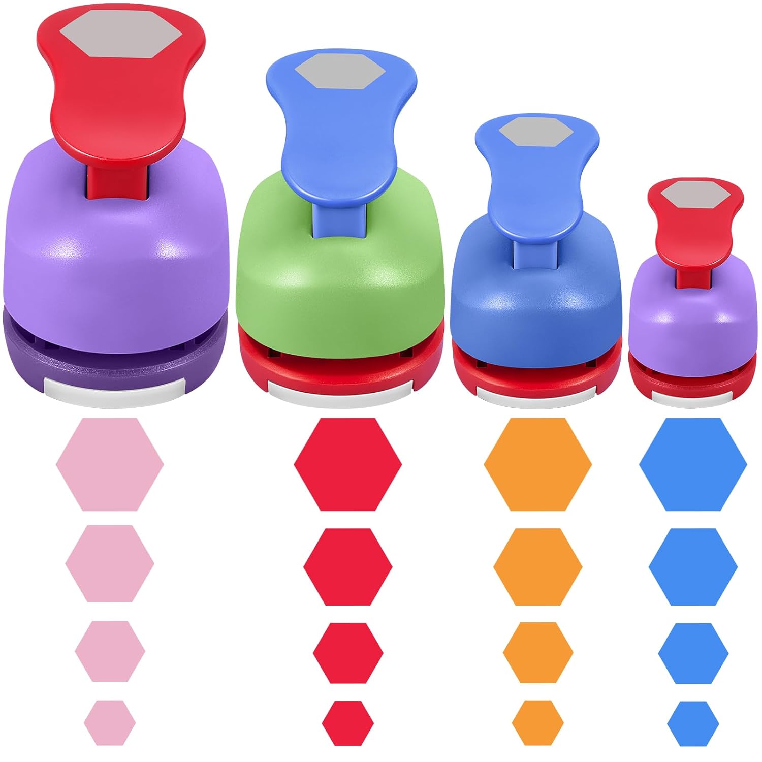 Harloon 4 Pcs Hexagon Punch 4 Sizes 26/8 inch 2 inch 17/16 inch 1