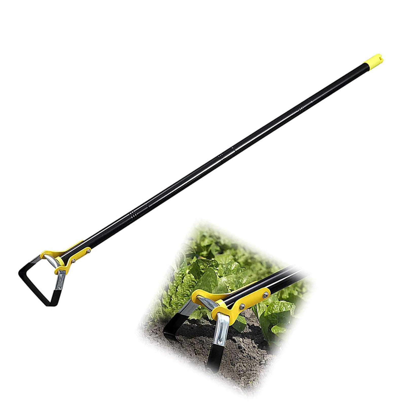 Ejoyous Azada para Desmalezar, Azada de Estribo para Desmalezar de Acero Inoxidable con de 1,2 Ma 2,4 M, Deshierbe hacia Atrás, Aflojamiento del Suelo, Herramienta de Corte de Césped para Jardineros