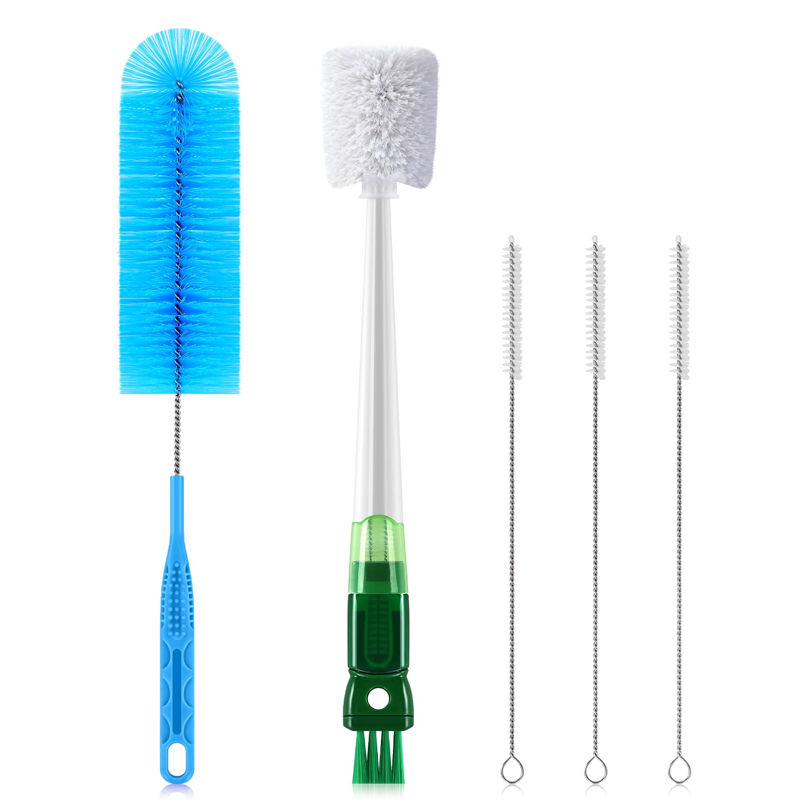 TOOUT 5 Pack Bottle Brush Set, 5-in-1 Water Bottle Cleaner Brush with Straw Brush, Removable Nipple Brush, Detail Cleaning Lid Brush Set for Water Bottles, Mugs, Baby Bottles, Wine Glasses