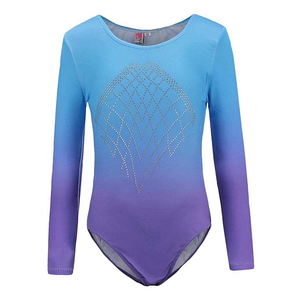 Girls One-Piece Leotard Athletic Dance Gymnastics Bodysuit 6 Blue+Purple | Leotards & Unitards| Kids Dancewear |Clothing Shoes Accessories-picture-20