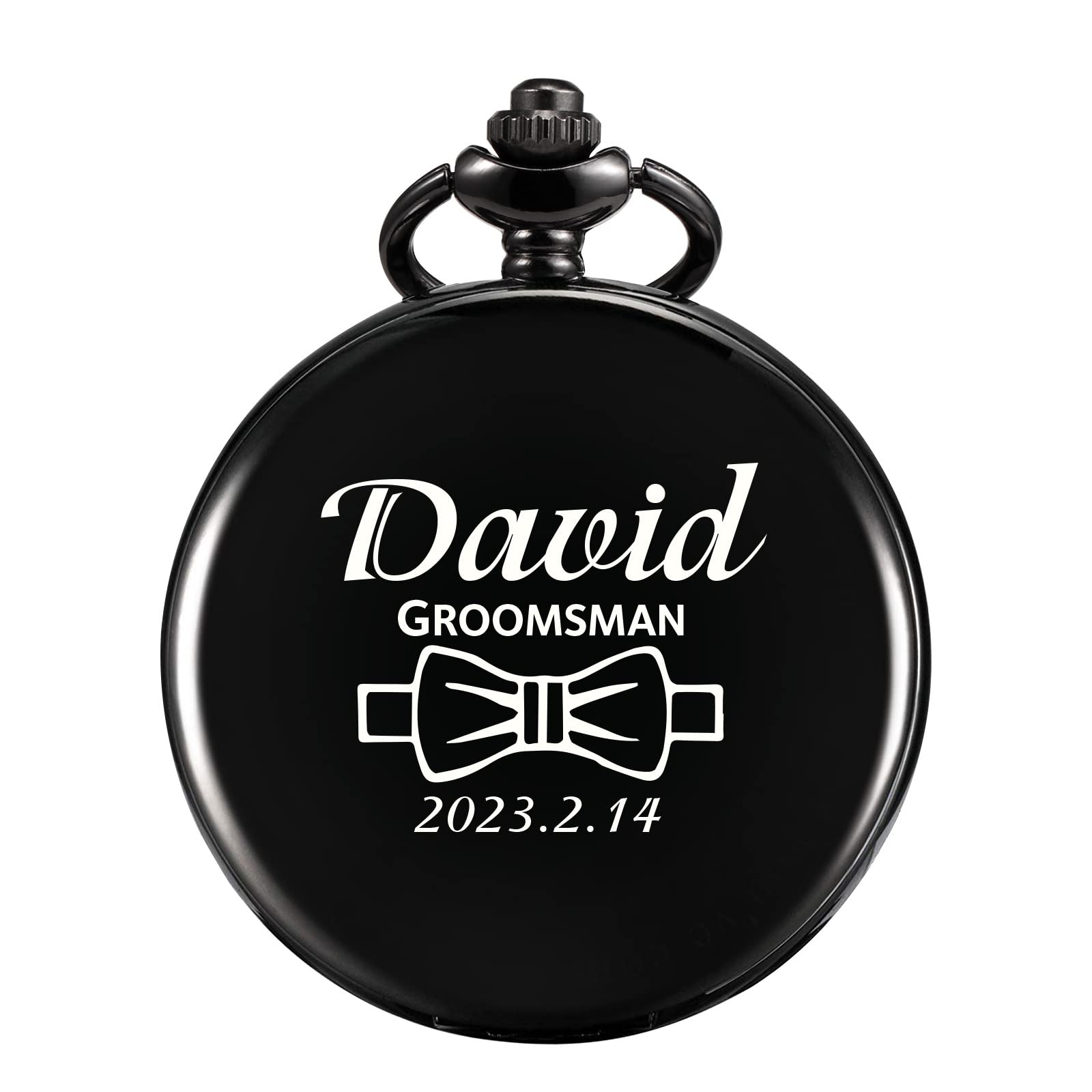 TREEWETO Personalized Pocket Watch for Groomsmen Best Man Custom Engraved Pocket Watches Proposal Gift for Man Wedding Gifts, Groomsman Gifts for Men