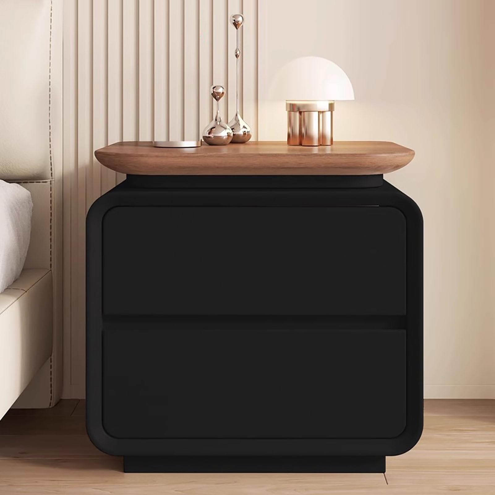 SXZenSpace Solid Wood 2-Layer Bedside Table,Creativity Modern Nightstand Decoration Bedroom Furniture End Side Table for Bedroom,D,45x40x50cm(18x16x20inch)