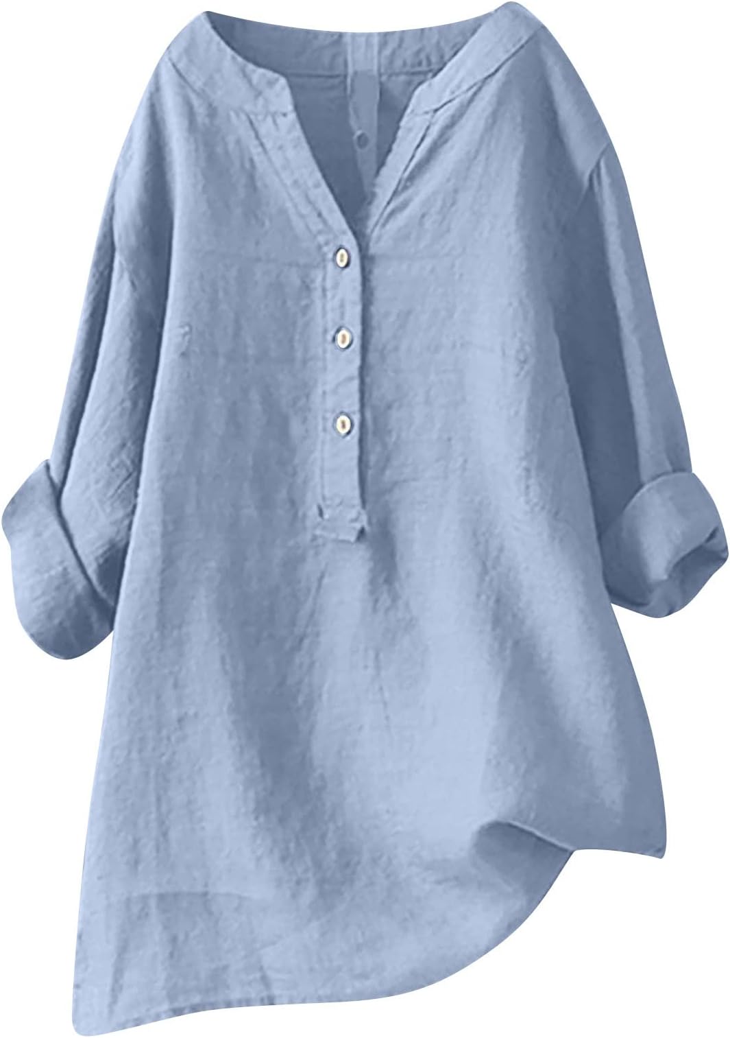 Women's Blouses & Shirts Long Sleeve Dressy Shirts Cotton Linen Button Up Oversized Blouses Casual Lightweight Tunic Top Ladies Long Length Tops Large Size 8-22 UK Clearance