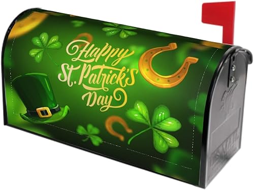Kawani Fundas para buzón del día de San Patricio tréboles de la suerte sombrero verde cubierta magnética para buzón decoración de jardín al aire disponible en Yaxa Guatemala