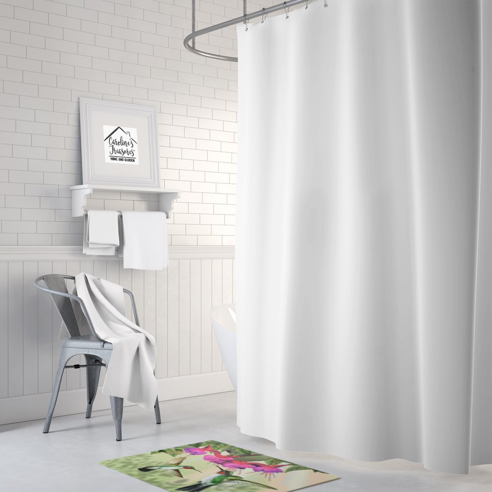 Caroline's Treasures PTW2051RUG Fuchsia and Hummingbirds Machine Washable Memory Foam Mat, Bathroom Rug, Non-Slip Bath Mat, Durable Thick Washable Rugs for Kitchen, Bathroom Quick Dry, Decorative Artw