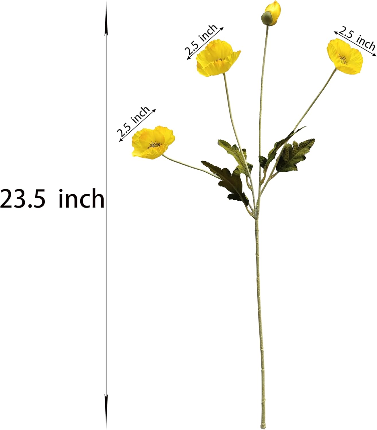 ATFL Yellow Poppy Flowers Artificial for Wedding Decorations,12 Pcs Fake Faux Silk Poppies Bulk for Home Decor Table Centerpieces Floral Arrangement(23.5‘’, Yellow) - Image 3