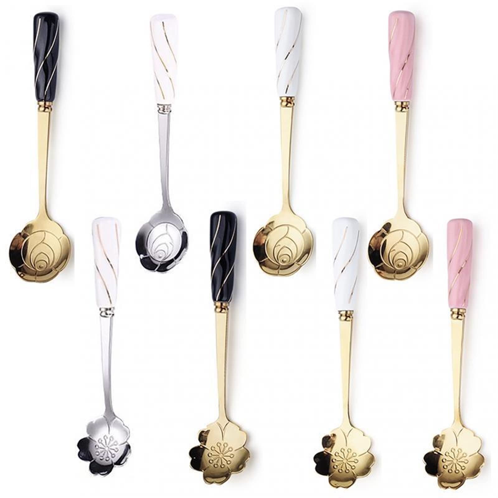 Cucharas de madera Cuchara de 100% Cuchara de helado linda creativa Cuchara de café agitadora Vajilla dorada Espátulas (Color : 8)