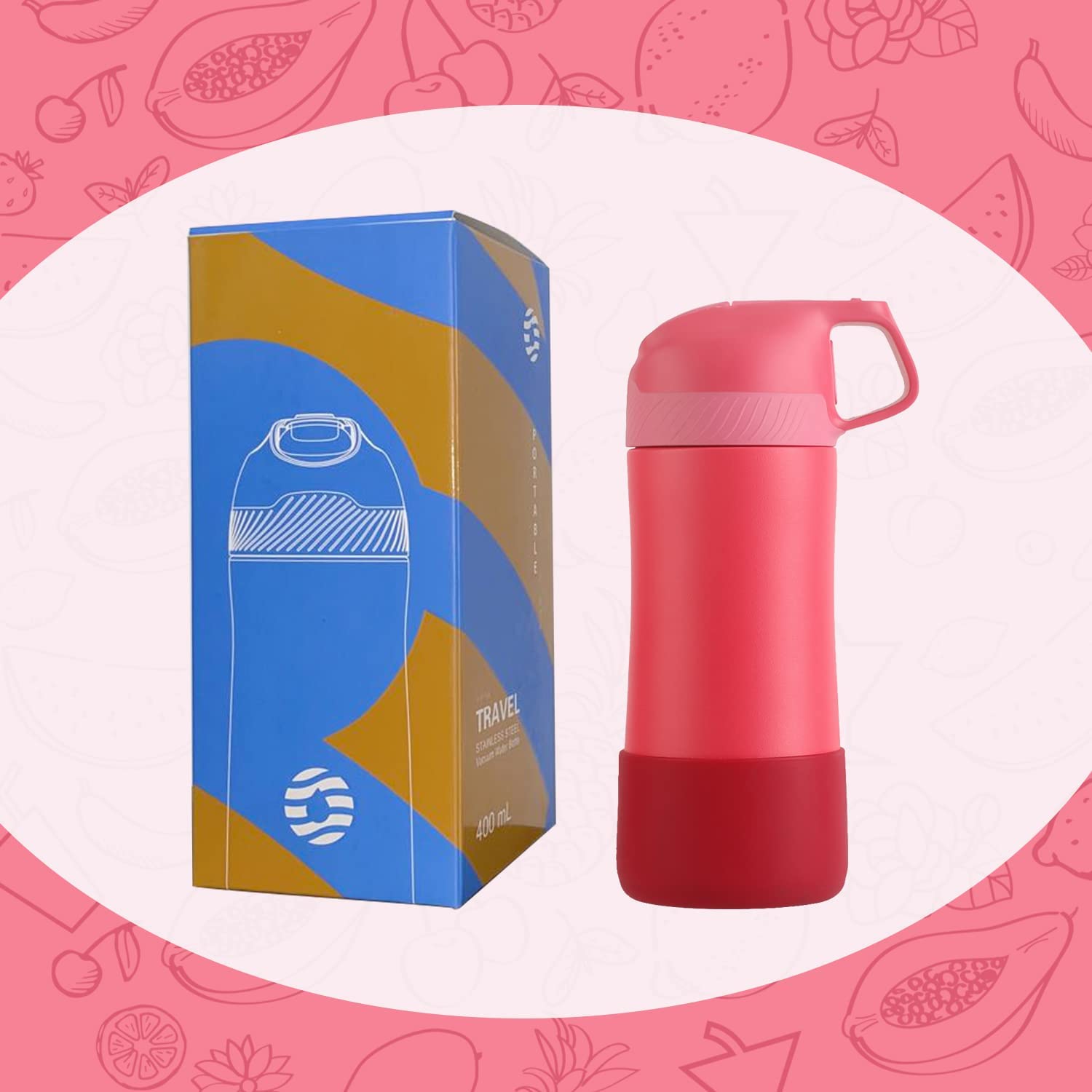 FEIJIAN Borraccia Bambini acciaio inox con cannuccia, Senza BPA- Thermos 400ml, senza Perdite Bottiglia Termica - Caldo/Freddo, Bottiglia Acqua riutilizzabile - per campeggio, scuola, asilo
