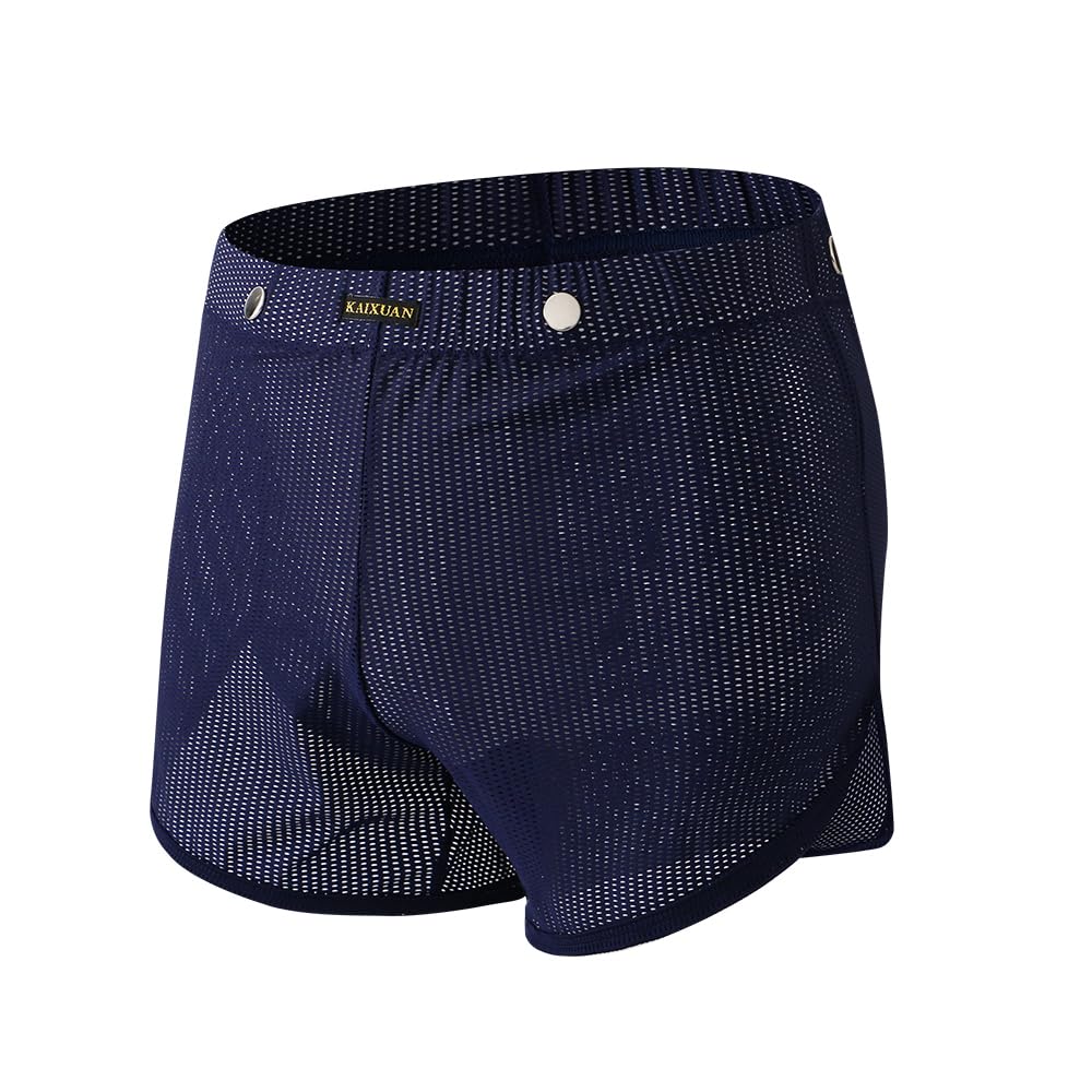 Dcincell Men's Mesh Boxer Briefs Sexy See Through Underwear Breathable Panties Pouch Booty Shorts Soft Trunks