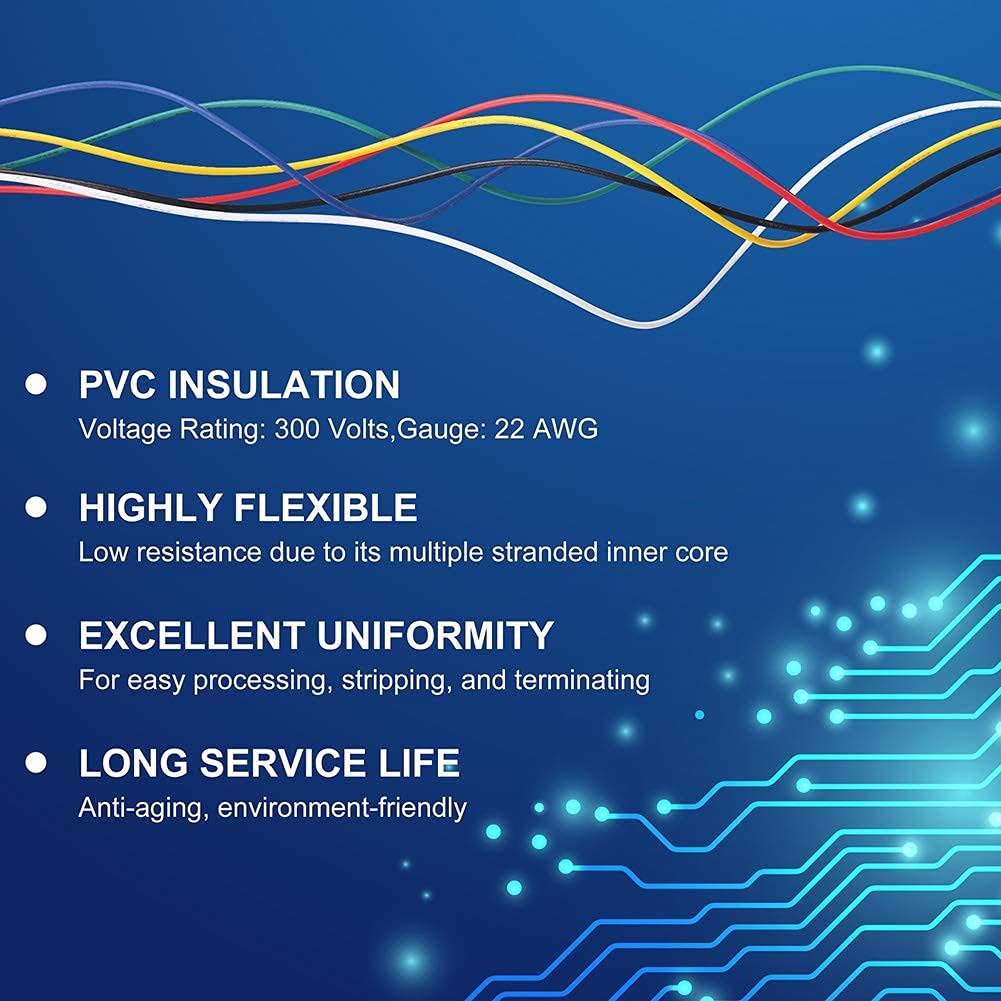 Gеt Sресіаl Prісе LotFancy 22AWG Stranded Wire, 6 Colors (30 Feet/9 M Each) Electrical Wire, UL Listed, Tinned Copper Hookup Wire Kit 22 Gauge 300V for DIY, Flexible, PVC Insulated