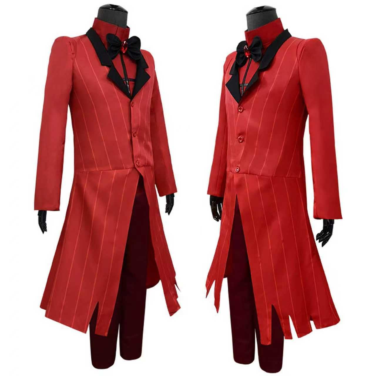 Anime Personaggio Alastor Costume Cosplay Vestito Vox Angel Dust Gioco di Ruolo Uniforme Set Completo Halloween Carnevale Festa Dress Up Suit con Parrucca per Uomo