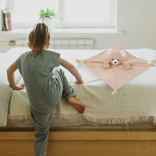 Miniatura 6 de KINREX Manta de seguridad de oso de peluche para bebés, toalla calmante de felpa suave, juguete de edredón unisex para bebé, compañero de sueño