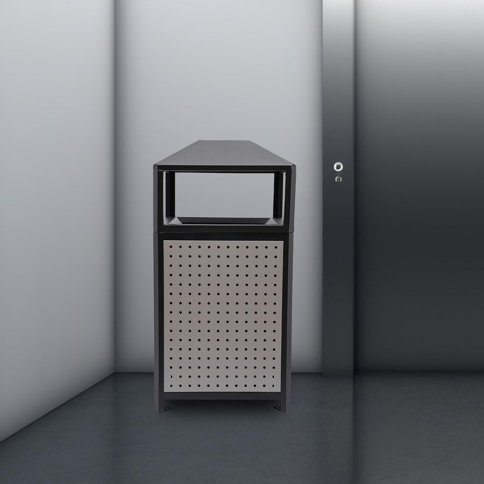 Pattumiera per esterni, rettangolare, in acciaio inox, con posacenere per uso commerciale