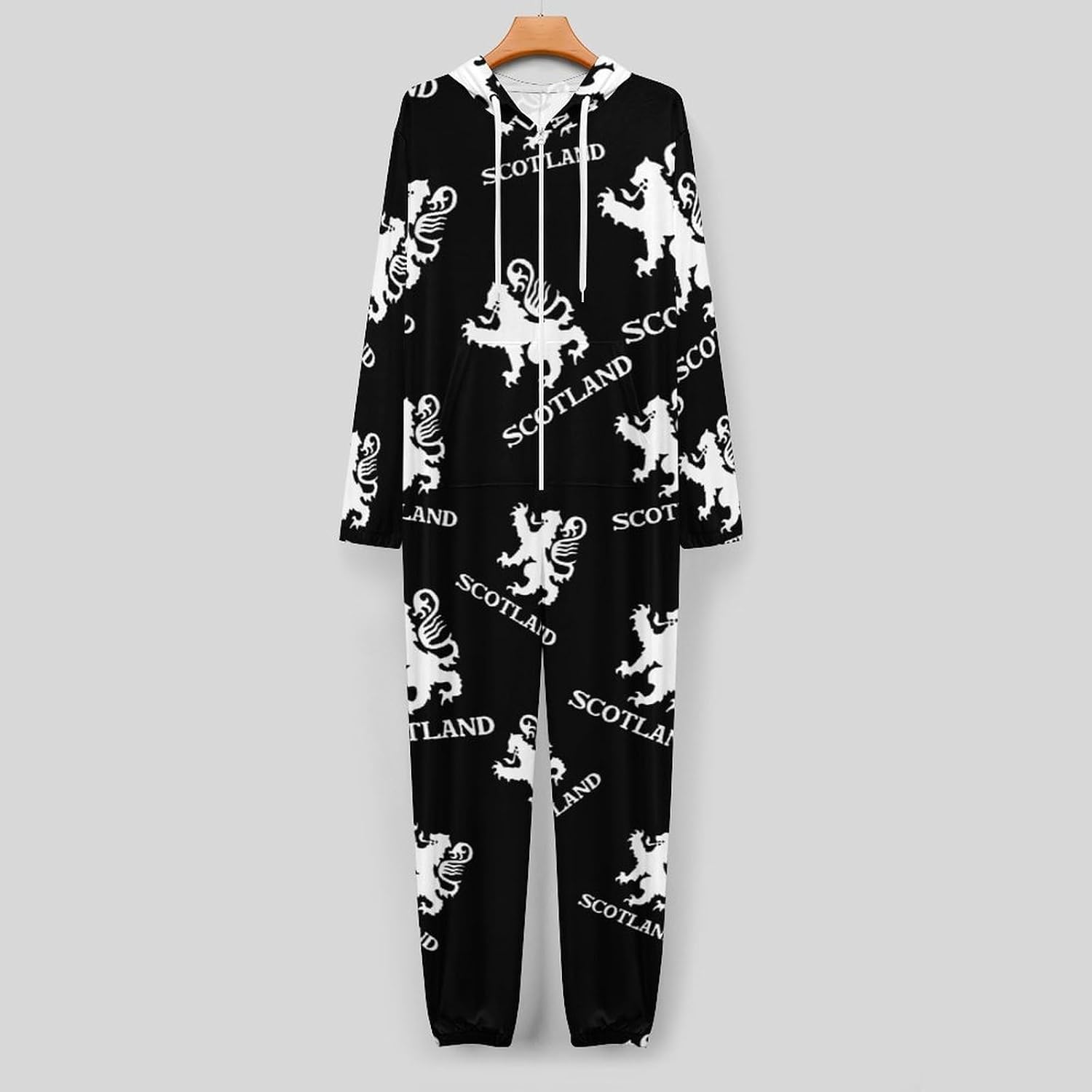 Lion Rampant Scotland Scottish Adult Pajamas Onesie with Hood Pocket Jumpsuits One Piece Sleepwear