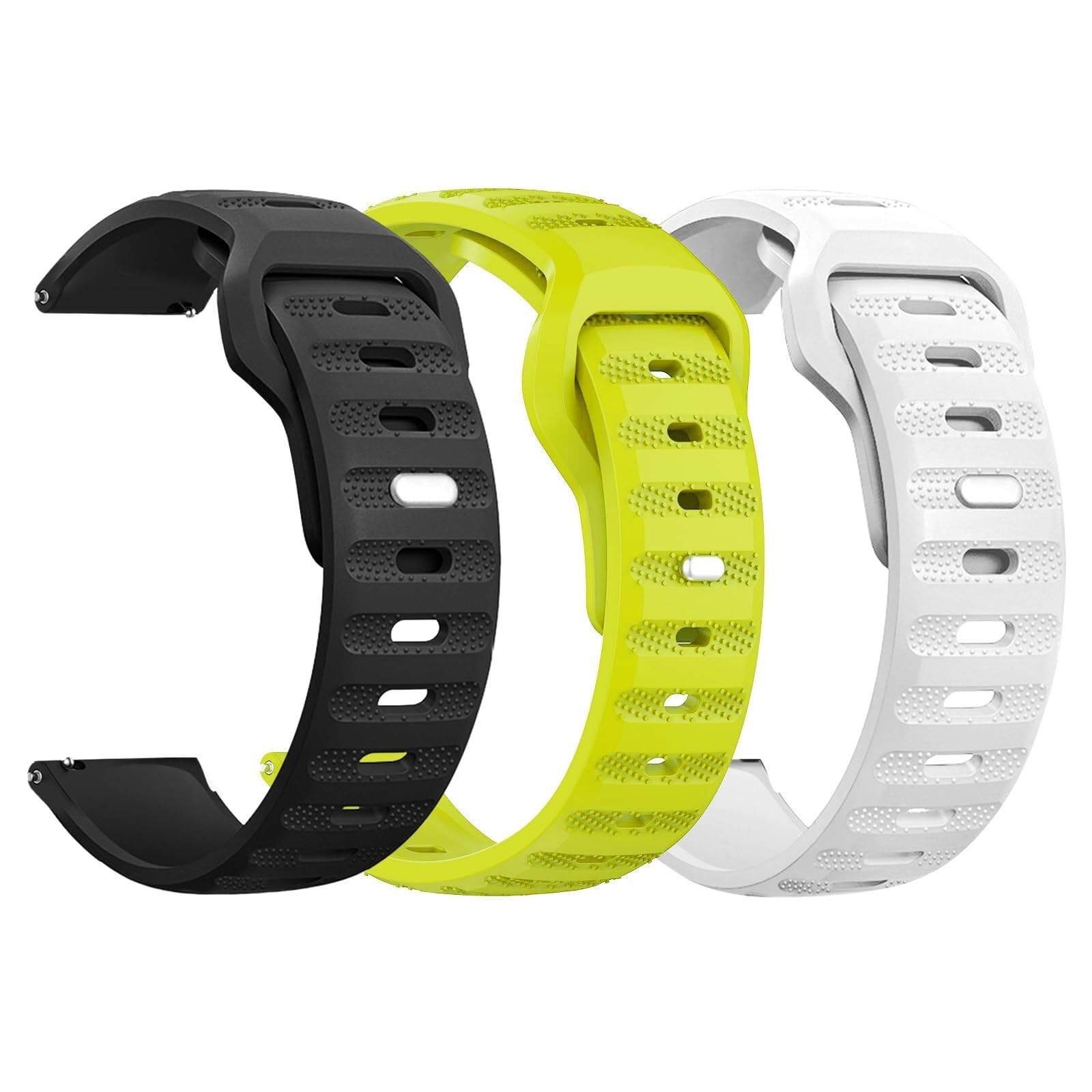 Cinturini per orologio robusti da 3 pezzi 20mm 22mm, cinturino per orologio a sgancio rapido con fibbia quadrata in metallo ridisegnata, cinturini sportivi di ricambio in morbido silicone trasp