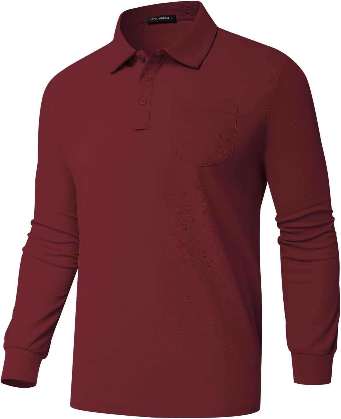 Men's Classic Long Sleeve Polo Shirts Casual Lightweight Solid Golf Shirts with Pocket