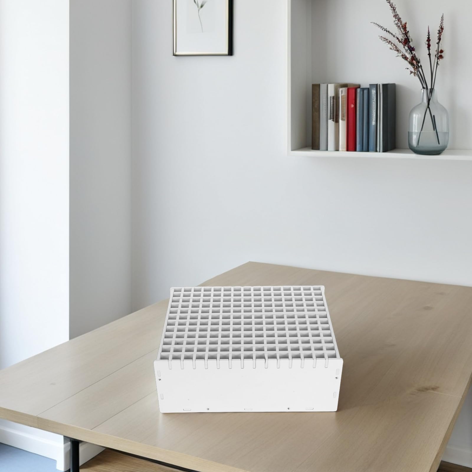 Portapenne da Scrivania, Organizzatore Pennarelli 180 Griglie | Pp Bianco, Design Multifunzionale e Facile da Pulire, per Aula e Tavoli D'asilo