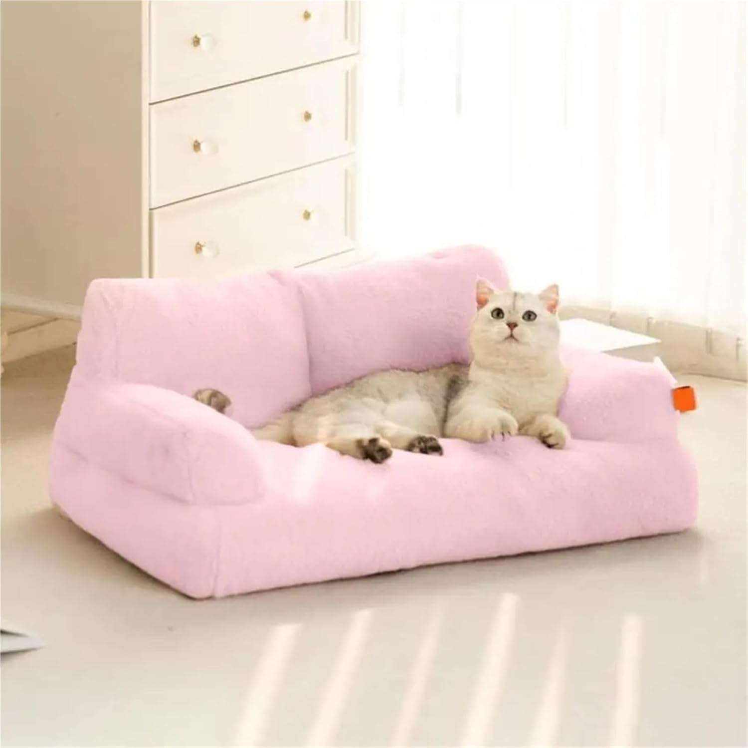 Cozy Plush Pet Sofa Bed for Small to Medium Cats & Dogs - Anti-Slip, Soft, Washable Design(Sky Blue)