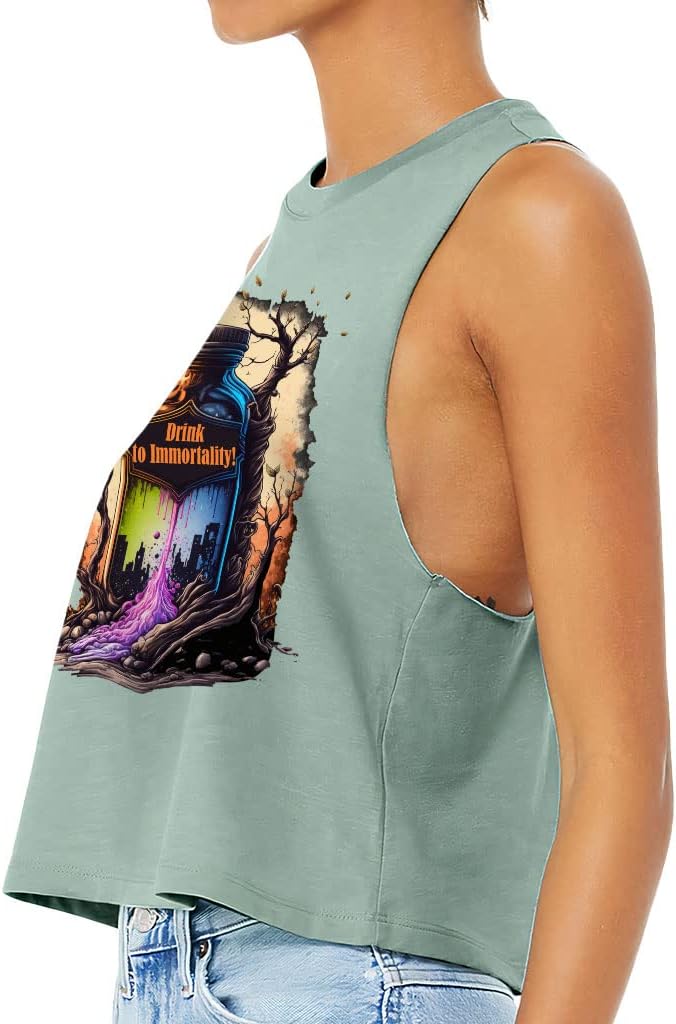 Drink of Immortality Racerback Cropped Tank - Graphic Women's Tank - Colorful Tank Top