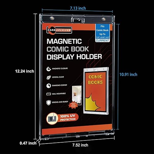 Miniatura 2 de Estuches magnéticos de 2 quilates para cómics  Soportes de pantalla de cómics transparentes de un solo toque, protectores de losas de cómics de