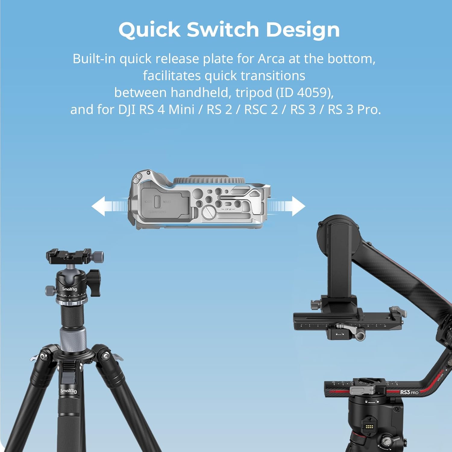 SmallRig R50 V Camera Cage for Canon R50V, Built-in Ergonomic Silicone Grip, QR Plate for Arca, 1/4"-20 Threaded Hole, 3/8"-16 Holes for ARRI, Cold Shoe, QD Sockets, Vertical Shooting(Silver)-5428