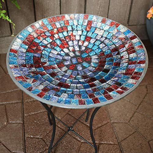 Sunnydaze Outdoor Bird Bath With Stand And Mosaic Tile Design, Multi-Color, Garden And Lawn Decor, 14-Inch Diameter #TOP4