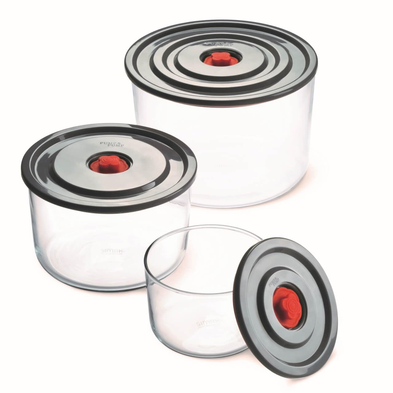 Simax Yuvarlak 3’lü Borosilikat Cam Saklama Kabı Seti, 0.35 L + 1.00 L + 2.00 L, Sızdırmaz Kapak, Mikrodalga-Fırın-Buzdolabı-Bulaşık Makinesi Uyumlu
