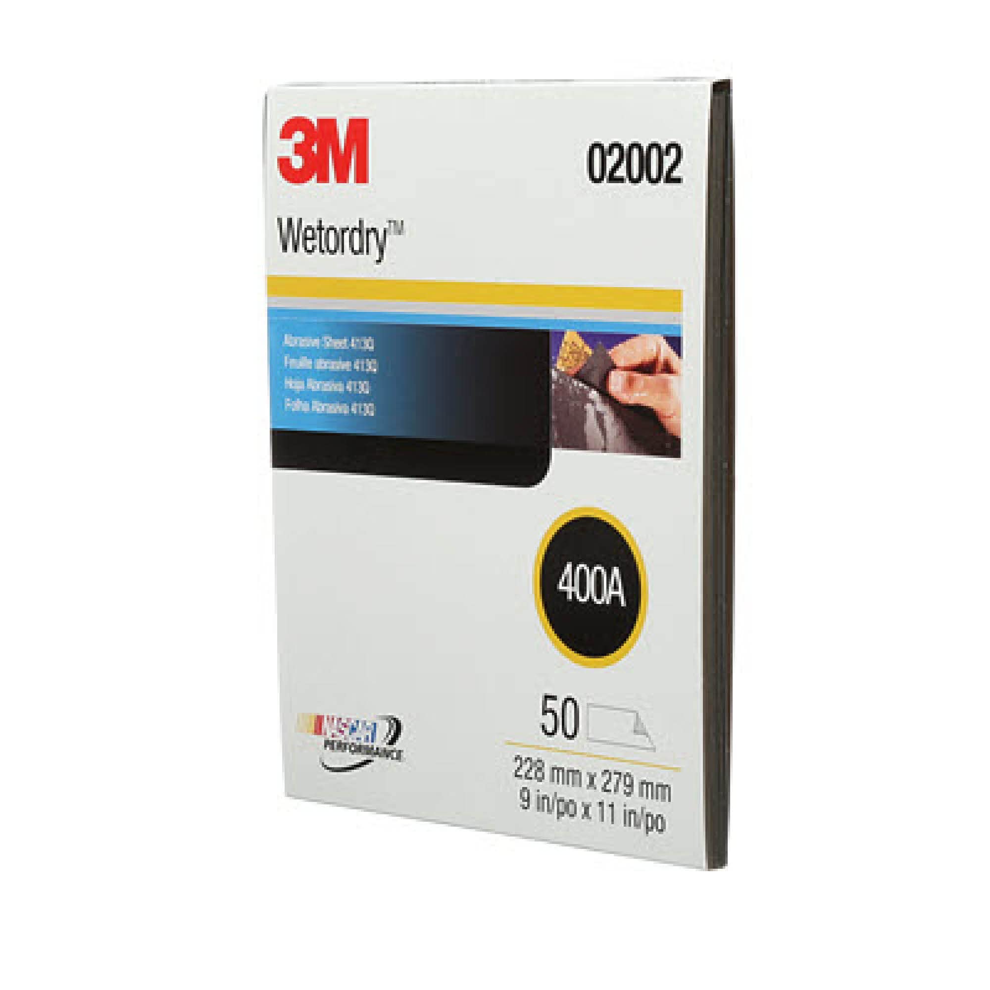 3M Wetordry Arkusz ścierny 213Q, 02040, ziarnistość 320+, 23 x 23 cm, do automatycznego szlifowania, szlifowania metalu, wykańczania, przygotowywania lakieru, 50 arkuszy papieru ściernego