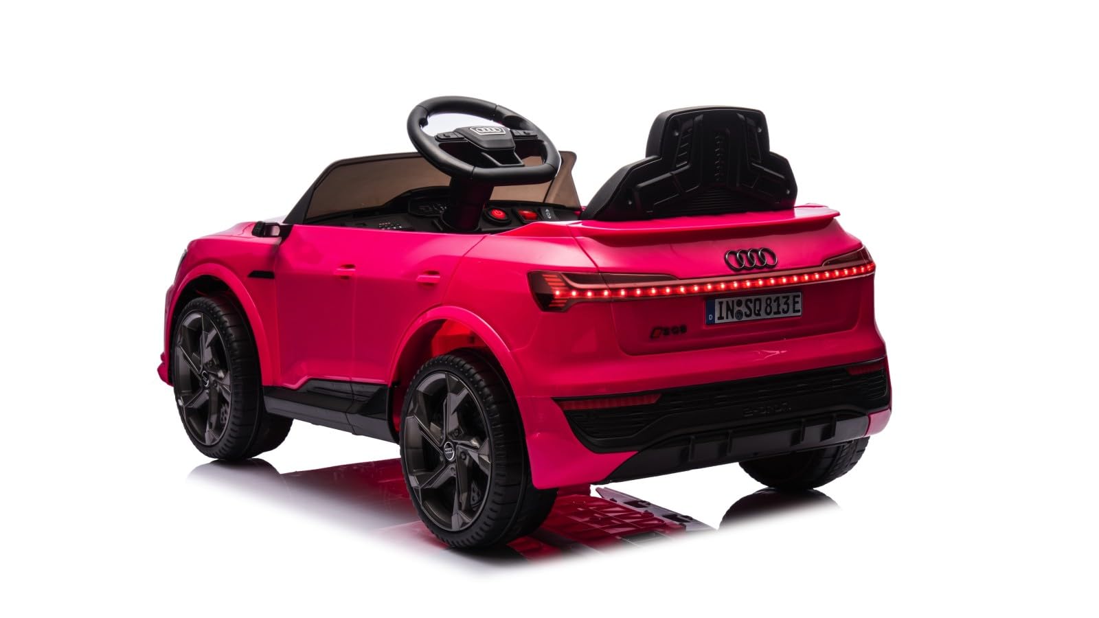TOYSCAR Auto Macchina Elettrica per Bambini 12V Audi SQ8 e-Tron Sedile Pelle con TAPPETINI Telecomando Cintura di Sicurezza Porte Apribili (Rosa)